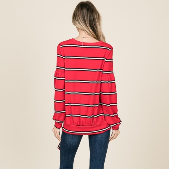 Bubble sleeve striped top - Picture 2 of 2